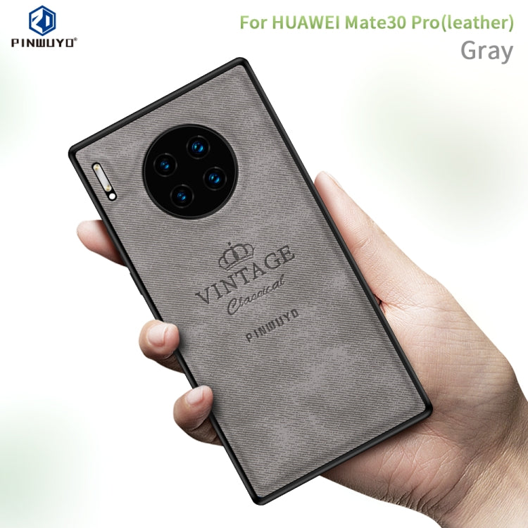 For Huawei Mate 30 Pro 5G (Leather) PINWUYO Zun Series PC + TPU + Skin Waterproof Anti-fall All-inclusive Protective Case(Gray) - Huawei Cases by PINWUYO | Online Shopping UK | buy2fix