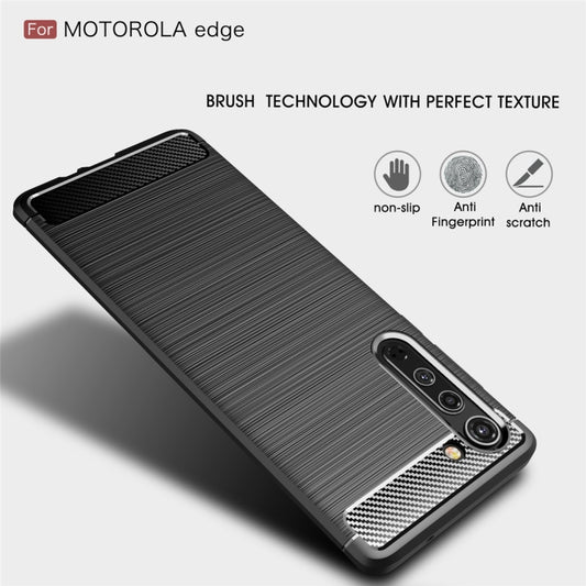 For Motorola Moto Edge Brushed Texture Carbon Fiber TPU Case(Black) by buy2fix