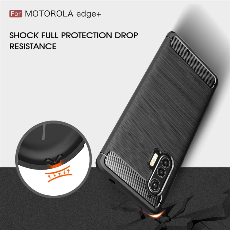 For Motorola Moto Edge Plus 2020 Brushed Texture Carbon Fiber TPU Case(Red) - Motorola Cases by buy2fix | Online Shopping UK | buy2fix