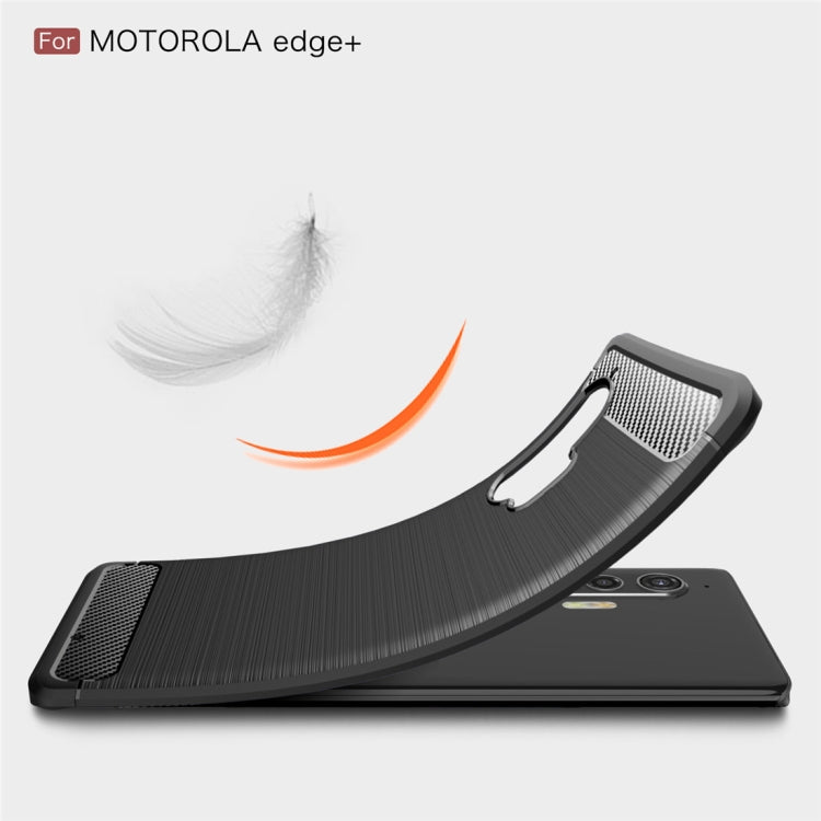 For Motorola Moto Edge Plus 2020 Brushed Texture Carbon Fiber TPU Case(Red) - Motorola Cases by buy2fix | Online Shopping UK | buy2fix