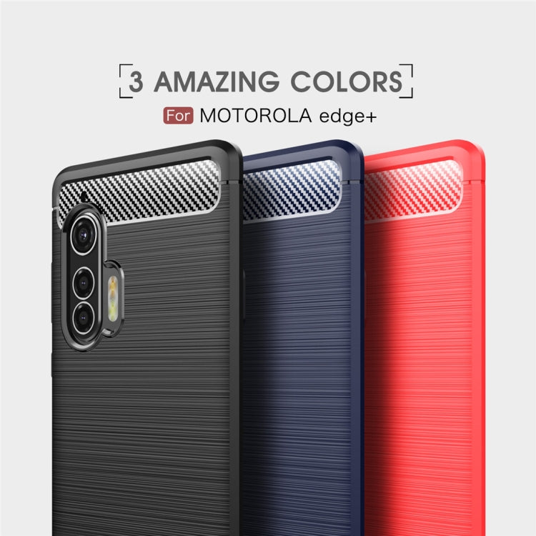 For Motorola Moto Edge Plus 2020 Brushed Texture Carbon Fiber TPU Case(Red) - Motorola Cases by buy2fix | Online Shopping UK | buy2fix