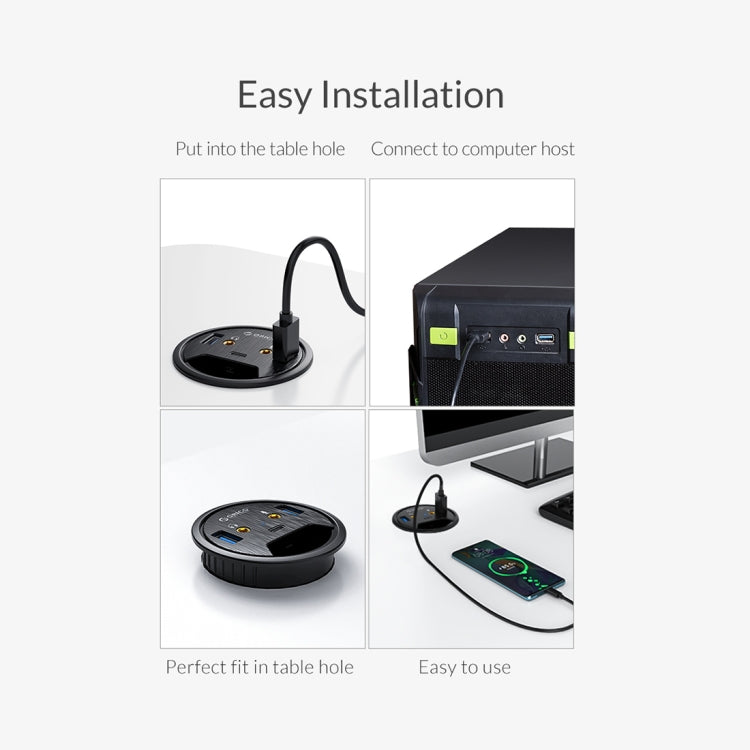 ORICO DESK-2U1C Desktop Power Grommet Multi-Function HUB - USB 3.0 HUB by ORICO | Online Shopping UK | buy2fix