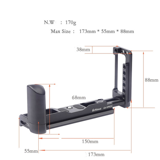 Vertical Shoot Quick Release L Plate Bracket Base Holder for FUJIFILM X Pro 3 by FITTEST