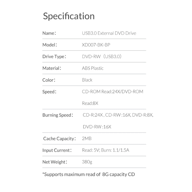 ORICO XD007 USB3.0 External CD Driver by ORICO