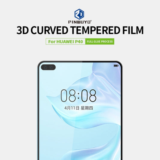For Huawei P40 PINWUYO 9H 3D Curved Full Screen Explosion-proof Tempered Glass Film(Black) by PINWUYO