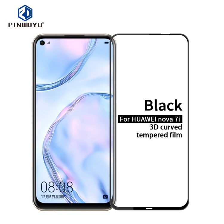 For Huawei nova7i PINWUYO 9H 3D Curved Full Screen Explosion-proof Tempered Glass Film(Black) - by PINWUYO | Online Shopping UK | buy2fix