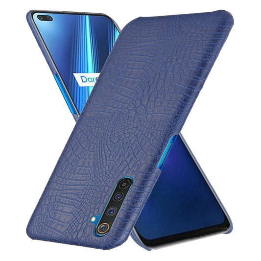 For Oppo Realme 6 Pro Shockproof Crocodile Texture PC + PU Case(Blue) by buy2fix