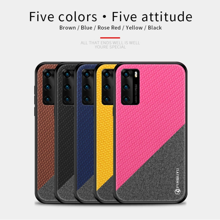 For Huawei P40 PINWUYO Rong Series Shockproof PC + TPU+ Chemical Fiber Cloth Protective Cover(Black) - Huawei Cases by PINWUYO | Online Shopping UK | buy2fix