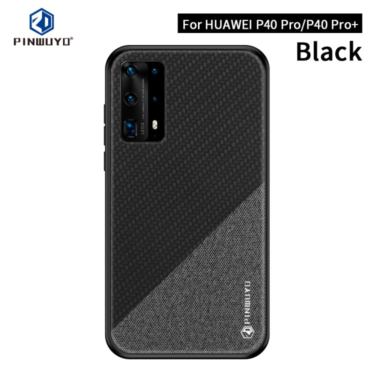 For Huawei P40 pro / P40pro+ PINWUYO Rong Series Shockproof PC + TPU+ Chemical Fiber Cloth Protective Cover(Black) - Huawei Cases by PINWUYO | Online Shopping UK | buy2fix