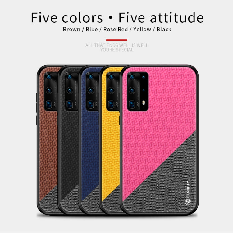 For Huawei P40 pro / P40pro+ PINWUYO Rong Series Shockproof PC + TPU+ Chemical Fiber Cloth Protective Cover(Red) - Huawei Cases by PINWUYO | Online Shopping UK | buy2fix