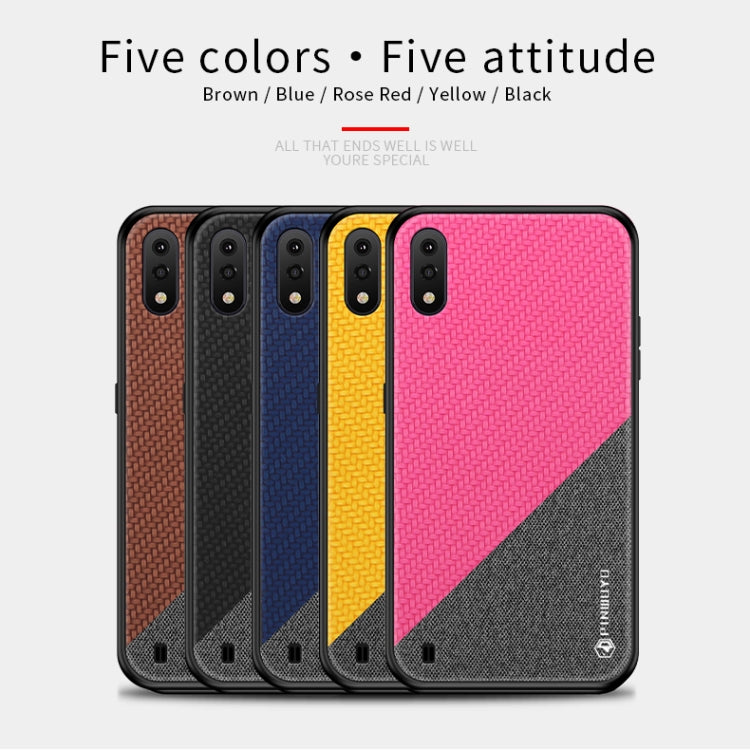 For Galaxy A01 PINWUYO Rong Series Shockproof PC + TPU+ Chemical Fiber Cloth Protective Cover(Red) - Galaxy Phone Cases by PINWUYO | Online Shopping UK | buy2fix