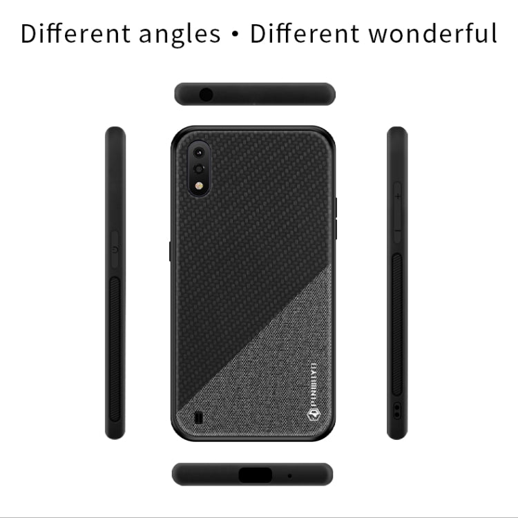 For Galaxy A01 PINWUYO Rong Series Shockproof PC + TPU+ Chemical Fiber Cloth Protective Cover(Red) - Galaxy Phone Cases by PINWUYO | Online Shopping UK | buy2fix