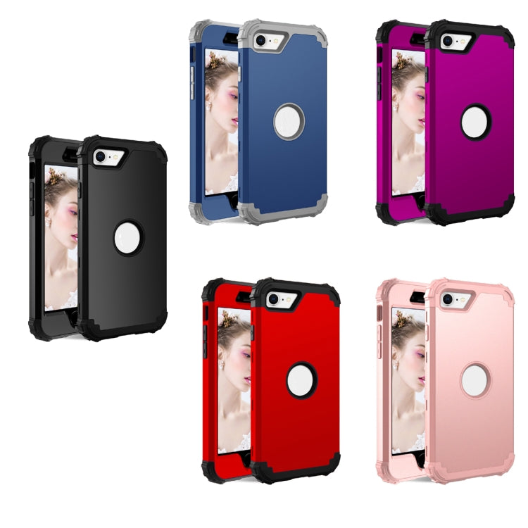 For iPhone SE 2022 / SE 2020 Silicone + PC Three-piece Anti-drop Mobile Phone Protection Back Cover(Red) by buy2fix