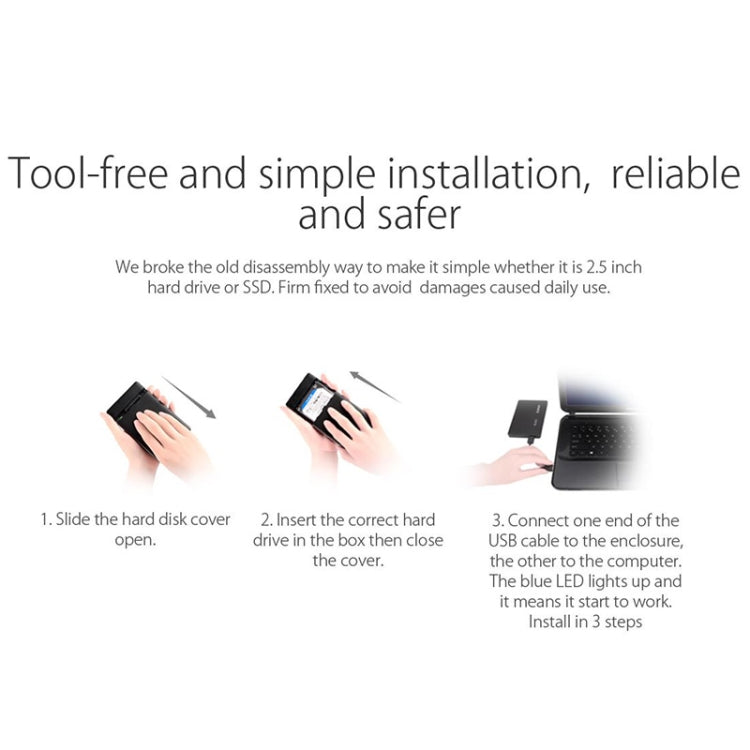 ORICO 2588US3-V1 2.5 inch USB3.0 Hard Drive Enclosure(Black) - HDD Enclosure by ORICO | Online Shopping UK | buy2fix
