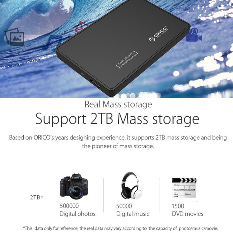 ORICO 2588US3-V1 2.5 inch USB3.0 Hard Drive Enclosure(Black) - HDD Enclosure by ORICO | Online Shopping UK | buy2fix