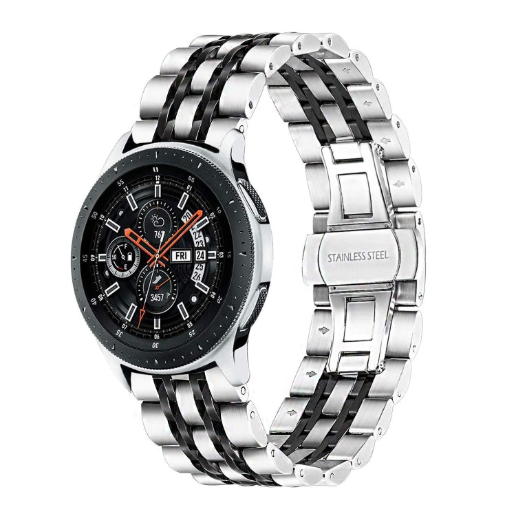 22mm For Huawei Watch GT2e GT2 46mm Seven Stainless Steel Watch Band(Silver black) - Watch Bands by buy2fix | Online Shopping UK | buy2fix