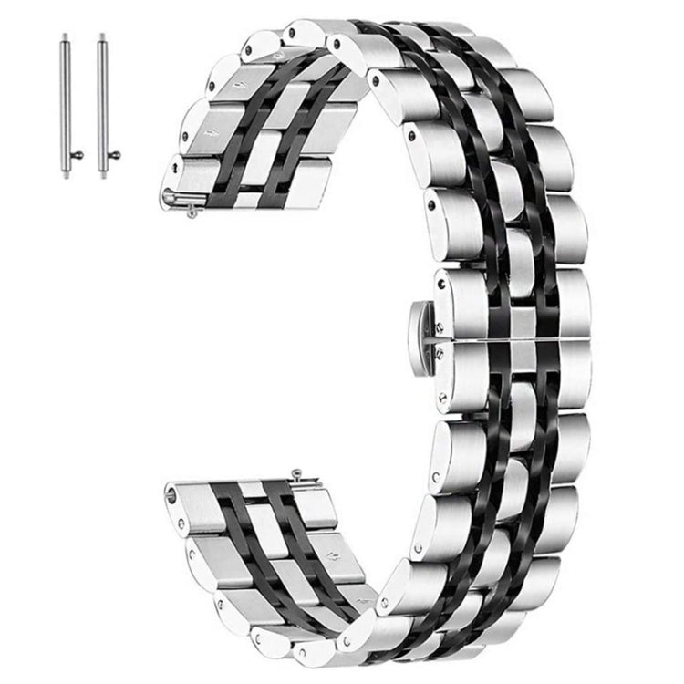 22mm For Huawei Watch GT2e GT2 46mm Seven Stainless Steel Watch Band(Silver black) - Watch Bands by buy2fix | Online Shopping UK | buy2fix