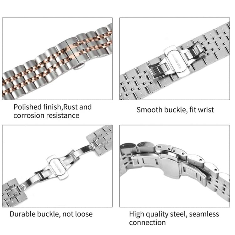 22mm For Huawei Watch GT2e GT2 46mm Seven Stainless Steel Watch Band(Silver black) - Watch Bands by buy2fix | Online Shopping UK | buy2fix