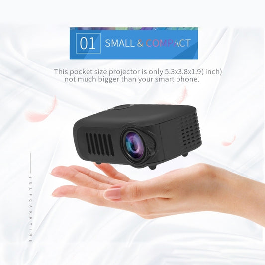 A2000 Portable Projector 800 Lumen LCD Home Theater Video Projector, Support 1080P, US Plug (Black) by buy2fix
