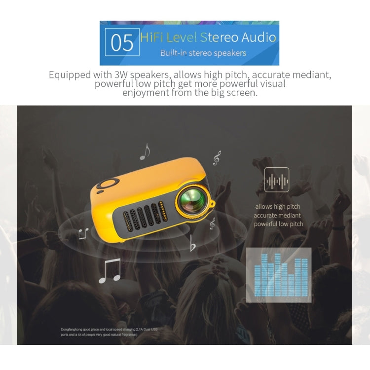 A2000 Portable Projector 800 Lumen LCD Home Theater Video Projector, Support 1080P, US Plug (Black) - LED Projector by buy2fix | Online Shopping UK | buy2fix