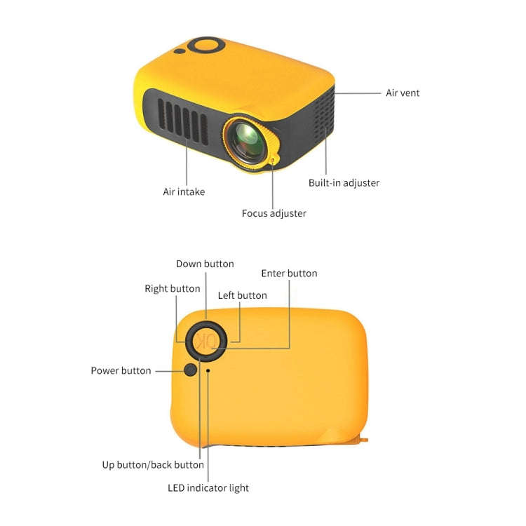 A2000 Portable Projector 800 Lumen LCD Home Theater Video Projector, Support 1080P, US Plug (White) - LED Projector by buy2fix | Online Shopping UK | buy2fix