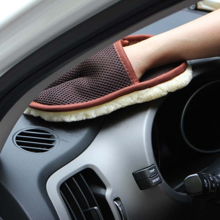 Car Styling Wool Soft Car Washing Gloves Cleaning Brush Motorcycle Washer Care Products(Brown) - Car washing supplies by buy2fix | Online Shopping UK | buy2fix