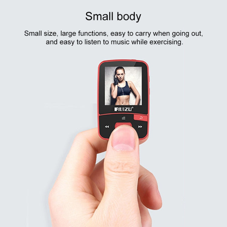 Original RUIZU X50 Sport Bluetooth MP3 Player 8gb Clip Mini with Screen Support FM,Recording,E-Book,Clock,Pedometer - MP3 Player by buy2fix | Online Shopping UK | buy2fix