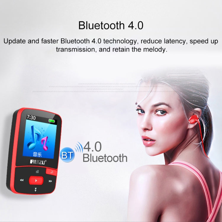 Original RUIZU X50 Sport Bluetooth MP3 Player 8gb Clip Mini with Screen Support FM,Recording,E-Book,Clock,Pedometer - MP3 Player by buy2fix | Online Shopping UK | buy2fix