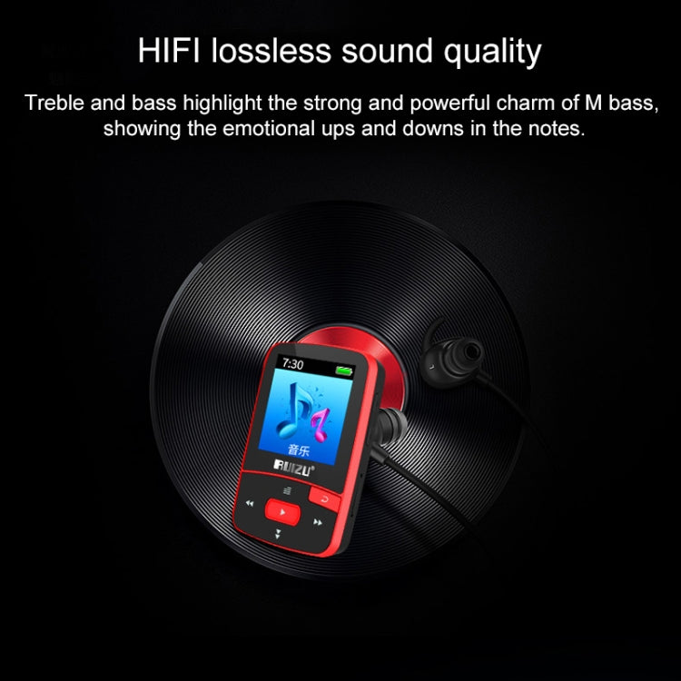 Original RUIZU X50 Sport Bluetooth MP3 Player 8gb Clip Mini with Screen Support FM,Recording,E-Book,Clock,Pedometer - MP3 Player by buy2fix | Online Shopping UK | buy2fix