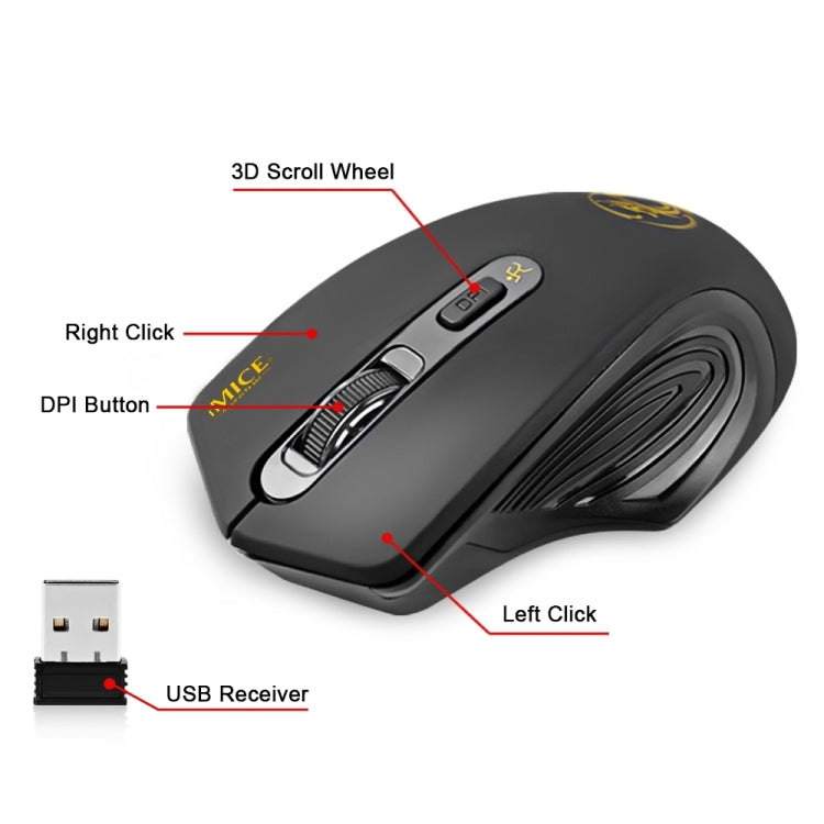 iMICE 2.4GHz 2000DPI Adjustable USB 3.0 Receiver Optical Computer Mouse - Wireless Mice by iMICE | Online Shopping UK | buy2fix