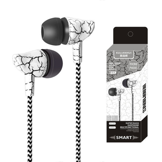 3.5mm Jack Crack Earphone Wired Headset Super Bass Sound Headphone Earbud with Mic for Mobile Phone Samsung Xiaomi MP3 4(WHITE) by buy2fix