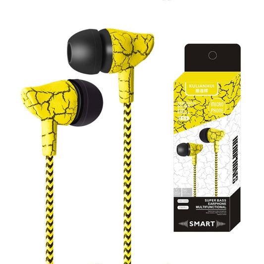 3.5mm Jack Crack Earphone Wired Headset Super Bass Sound Headphone Earbud with Mic for Mobile Phone Samsung Xiaomi MP3 4(YELLOW) by buy2fix