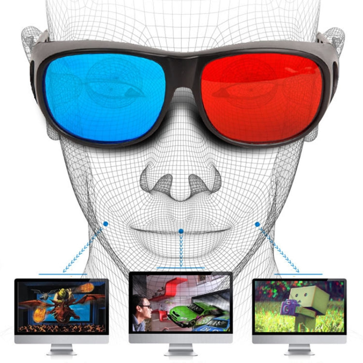 Red Blue 3D Glasses Anaglyph Framed 3D Vision Glasses for Game Stereo Movie Dimensional Glasses Plastic Glasses - VR Headset by buy2fix | Online Shopping UK | buy2fix