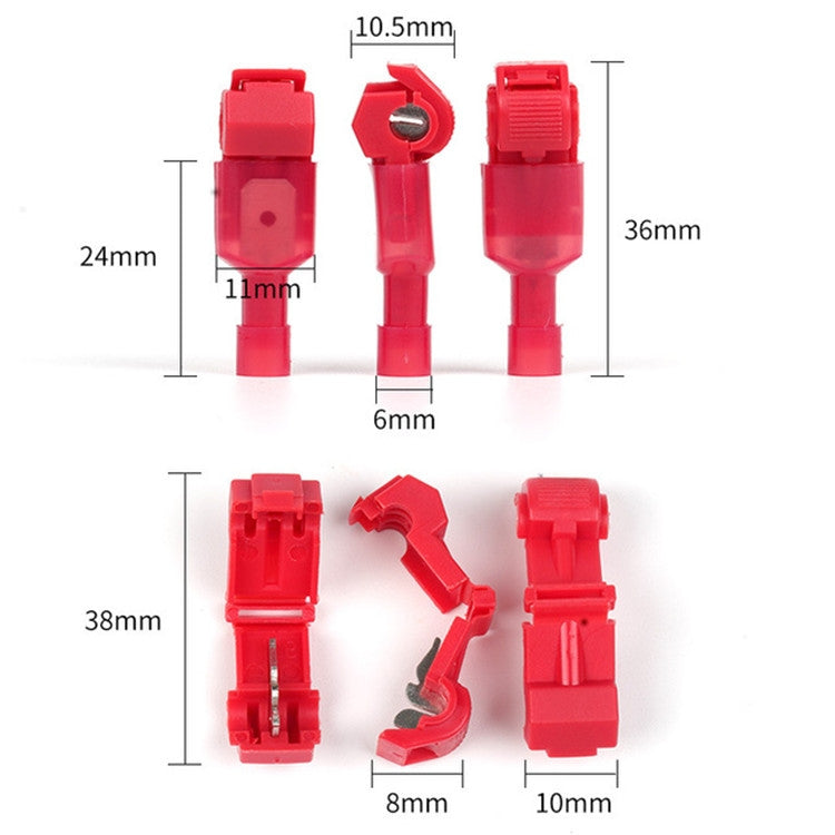 10 PCS T-type Quick-break Wire-free Fast Wire Terminal Clam(Red) - Connectors by buy2fix | Online Shopping UK | buy2fix