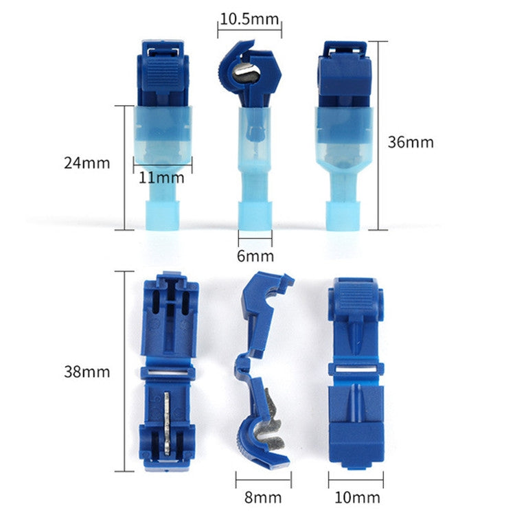10 PCS T-type Quick-break Wire-free Fast Wire Terminal Clam(Blue) - Connectors by buy2fix | Online Shopping UK | buy2fix