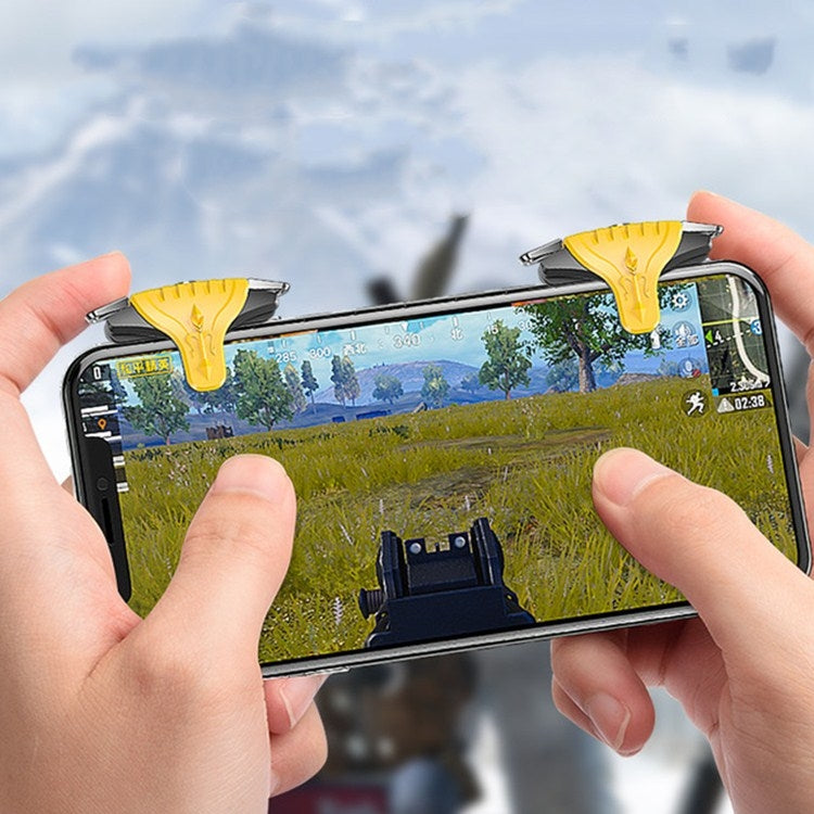 2 Pairs F01 Electroplating Mechanical Shaft Bidirectional Button Auxiliary Shooting Game Handle for Mobile Phones within The Thickness of 6.1-12.0mm(Red) by buy2fix