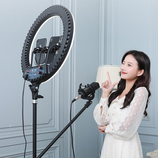 HQ-18N 18 inch 45cm LED Ring Vlogging Photography Video Lights Kits with Remote Control & Phone Clamp & 2.1m Tripod Mount, EU Plug - Ring Light by buy2fix | Online Shopping UK | buy2fix