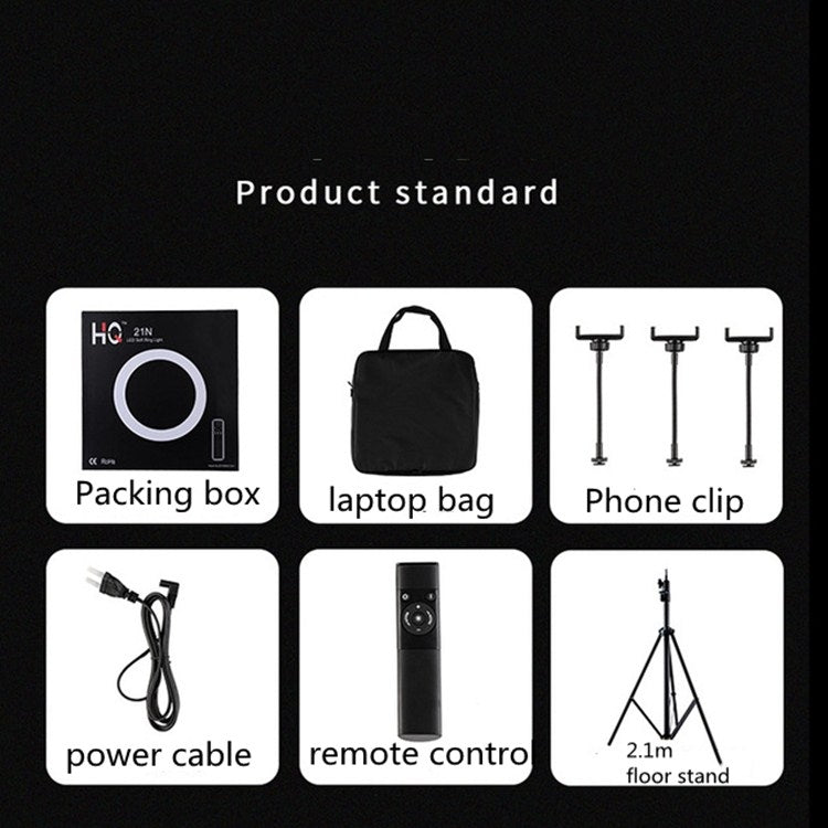 HQ-18N 18 inch 45cm LED Ring Vlogging Photography Video Lights Kits with Remote Control & Phone Clamp & 2.1m Tripod Mount, EU Plug - Ring Light by buy2fix | Online Shopping UK | buy2fix