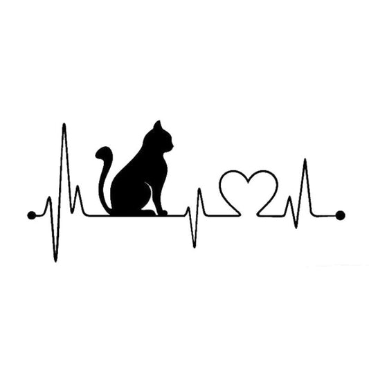 10 PCS Cat Heartbeat Lifeline Shape Vinyl Decal Creative Car Stickers Car Styling Truck Accessories, Size: 26.5x12cm (Black) by buy2fix