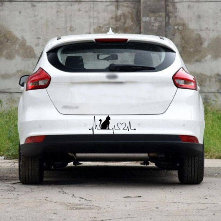 10 PCS Cat Heartbeat Lifeline Shape Vinyl Decal Creative Car Stickers Car Styling Truck Accessories, Size: 26.5x12cm (Black) by buy2fix