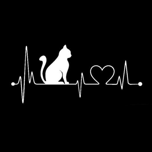 10 PCS Cat Heartbeat Lifeline Shape Vinyl Decal Creative Car Stickers Car Styling Truck Accessories, Size: 26.5x12cm (Silver) by buy2fix