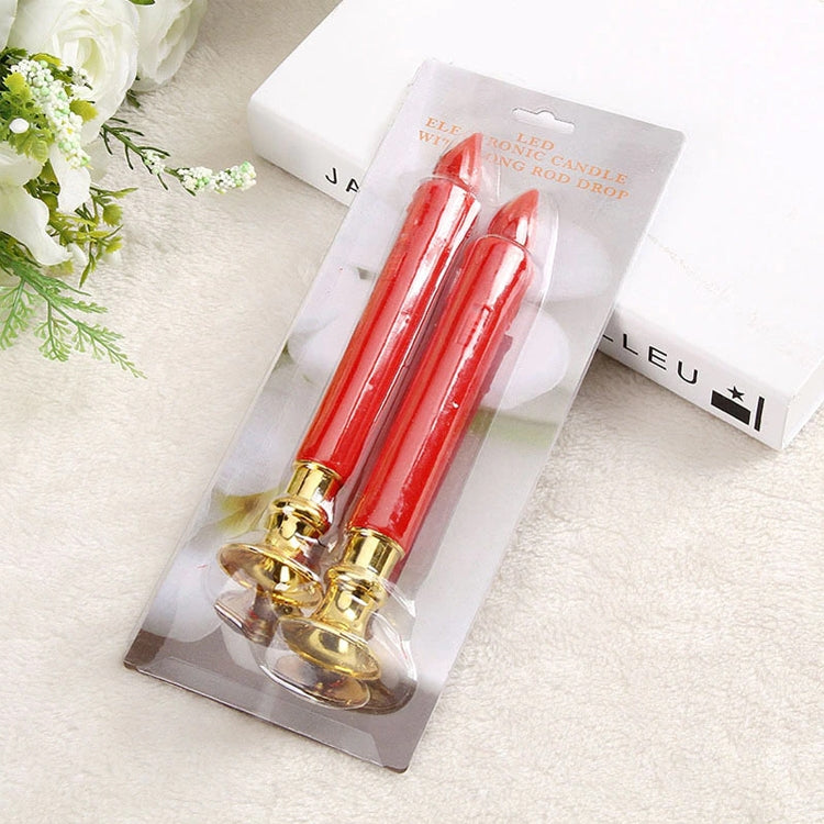 2 PCS Artificial Long Candle Light Plastic Electronic Candle(Red Shell Red Light) - Candles & Candle Holders by buy2fix | Online Shopping UK | buy2fix