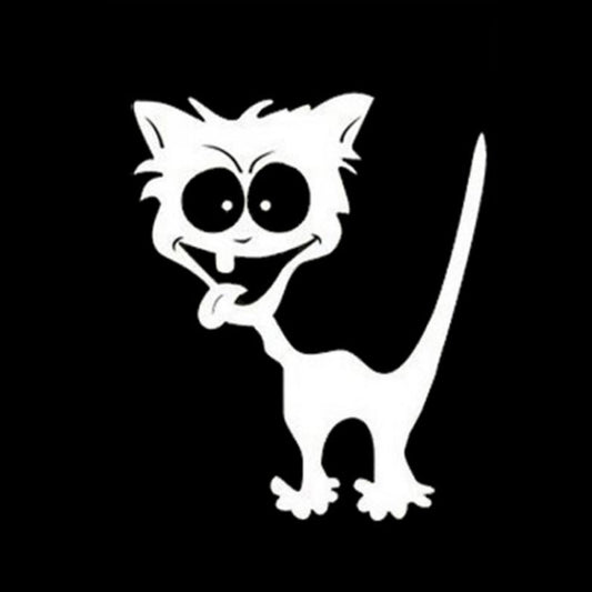 10 PCS Cat Pattern Car Styling Sticker Reflective Waterproof Vinyl Funny Car Sticker, Size: 13×11cm(White) by buy2fix