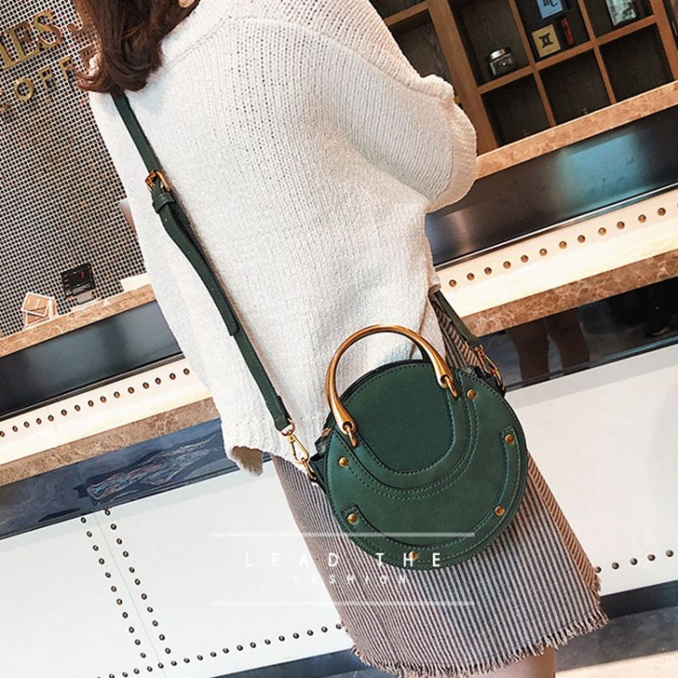 Circular Scrub PU Leather Women Bags Retro Handbag Shoulder Mini Bag(Brown) - Handbags by buy2fix | Online Shopping UK | buy2fix