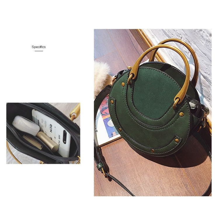 Circular Scrub PU Leather Women Bags Retro Handbag Shoulder Mini Bag(Brown) - Handbags by buy2fix | Online Shopping UK | buy2fix