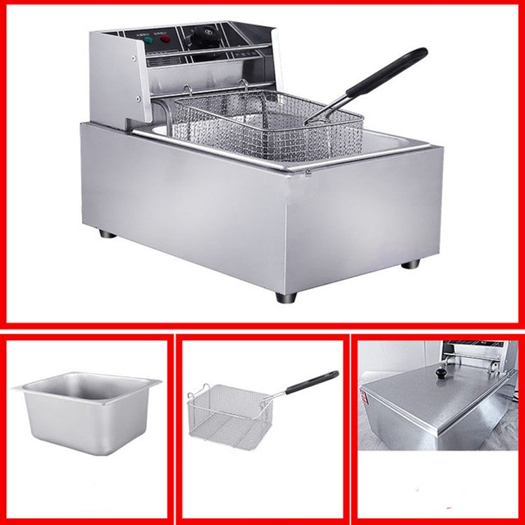 Desktop Thickening Electric Fryer Fried Chicken Legs Fries Stainless Steel Electric Fryer With Basket(Single Cylinder Single Screen) by buy2fix