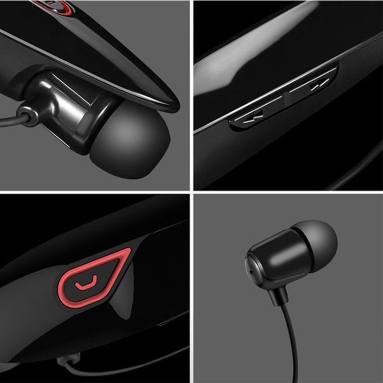 Large Capacity Battery Handsfree Sport Wireless Bluetooth Stereo Earphones with Mic(Black gold) - Neck-mounted Earphone by buy2fix | Online Shopping UK | buy2fix