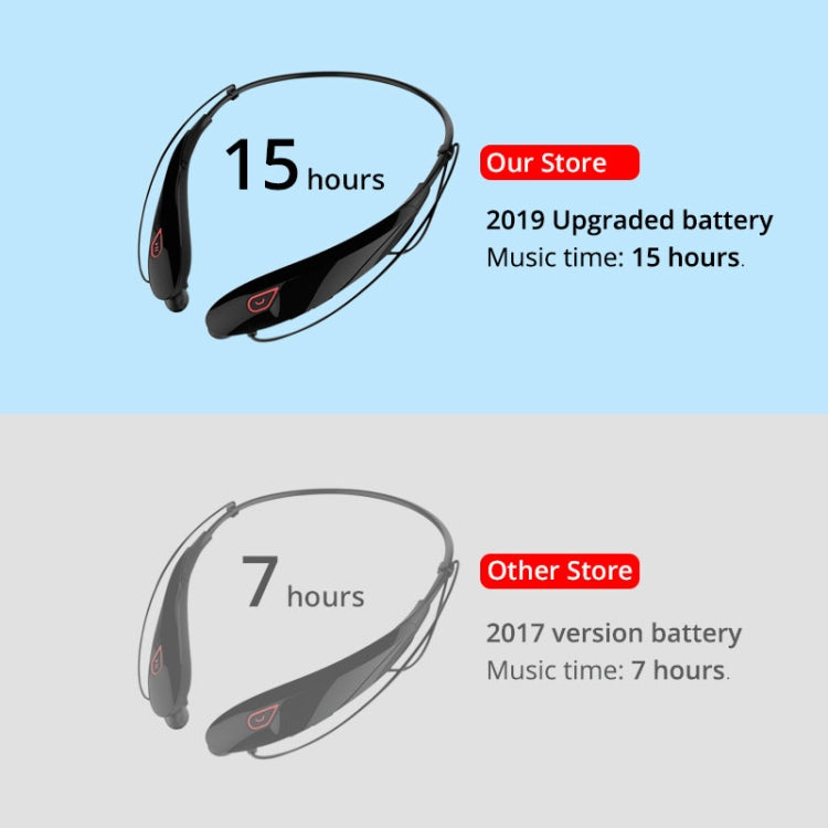 Large Capacity Battery Handsfree Sport Wireless Bluetooth Stereo Earphones with Mic(Black gold) - Neck-mounted Earphone by buy2fix | Online Shopping UK | buy2fix