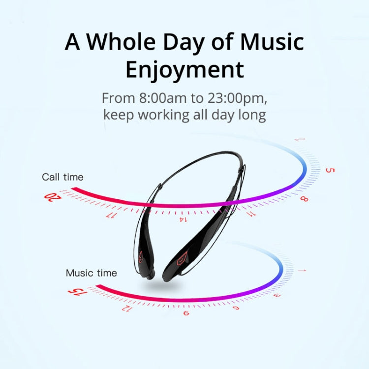 Large Capacity Battery Handsfree Sport Wireless Bluetooth Stereo Earphones with Mic(Black gold) - Neck-mounted Earphone by buy2fix | Online Shopping UK | buy2fix