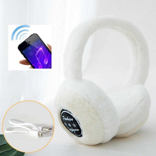 Bluetooth Earmuffs Winter Plush Windproof Men And Women Ear Cover(White) - Smart Hats by buy2fix | Online Shopping UK | buy2fix